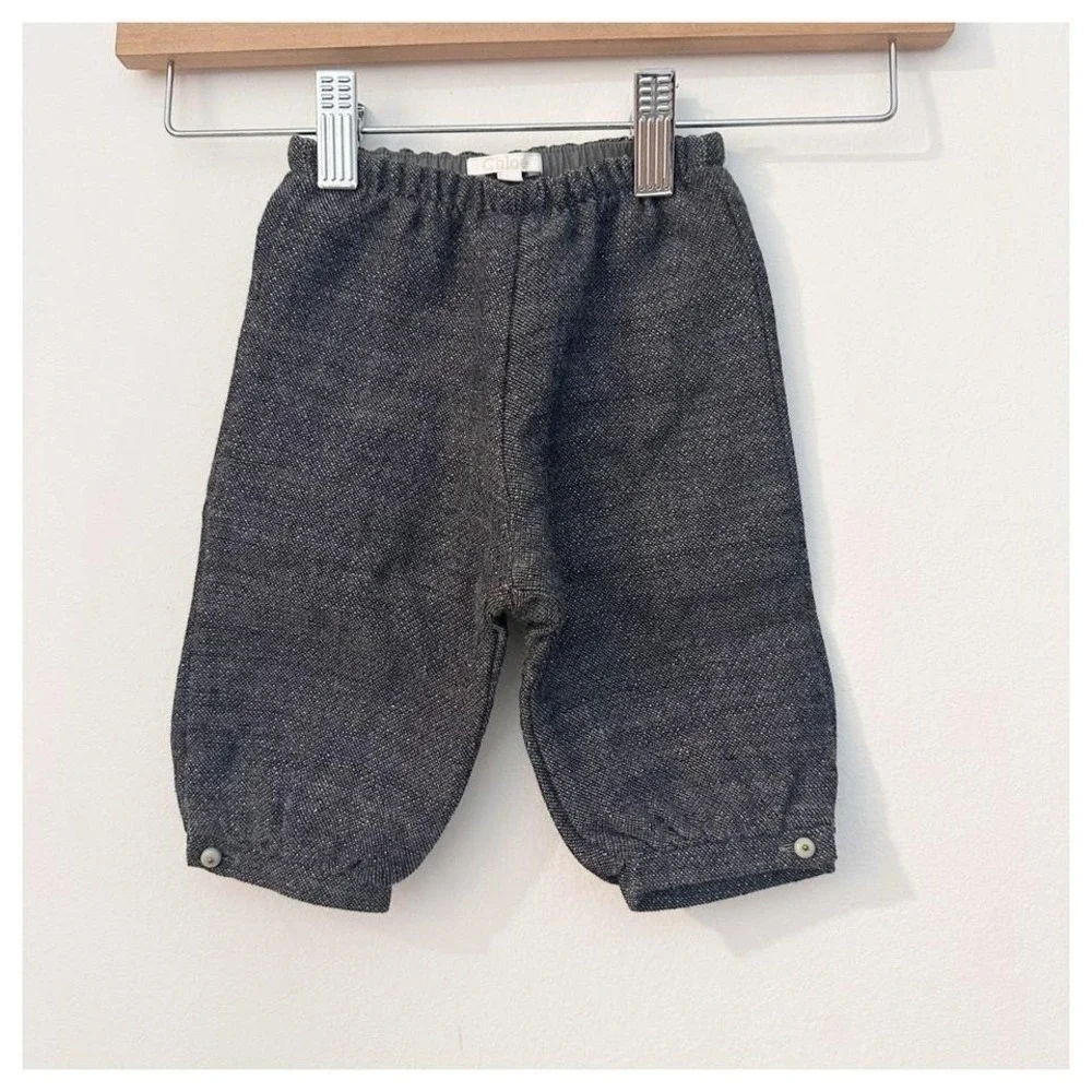 NWOT Chloe baby pants elastic waist‎ shimmer fully lined grey size 3 months